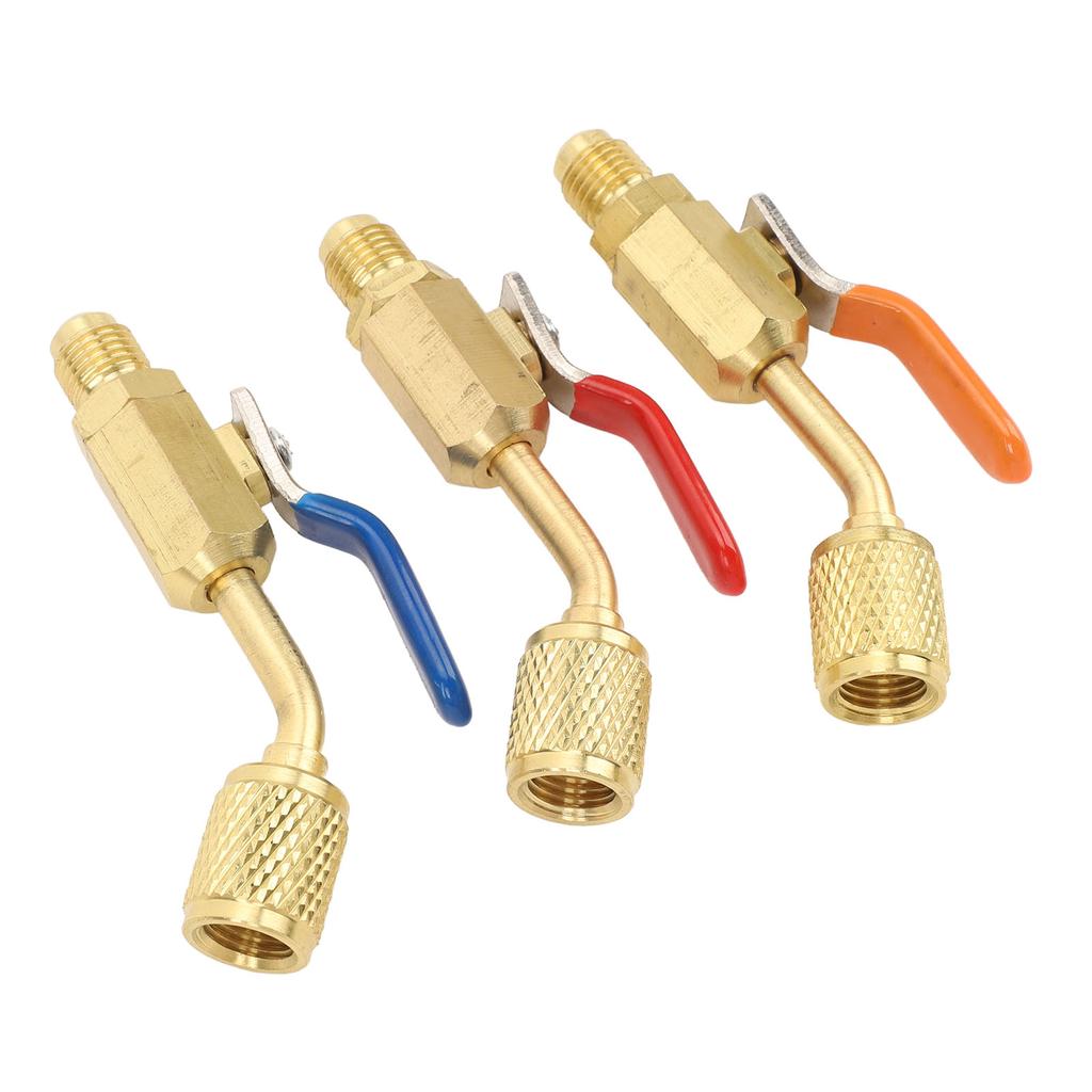 Air Conditioning Refrigerant Angled Compact Ball Valve Brass for R134A R410A R22 and R12 Charging Hoses Or Manifold