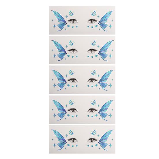 5 Sheets Glitter Butterfly Eye Stickers, Temporary Face Tattoos for Kids, Cartoon Decals for Festival Makeup, Party Decor