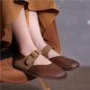 Genuine Leather Shallow Flats Breathable And Non Slip Soft Sole Retro Mixed Colors Women's Shoes