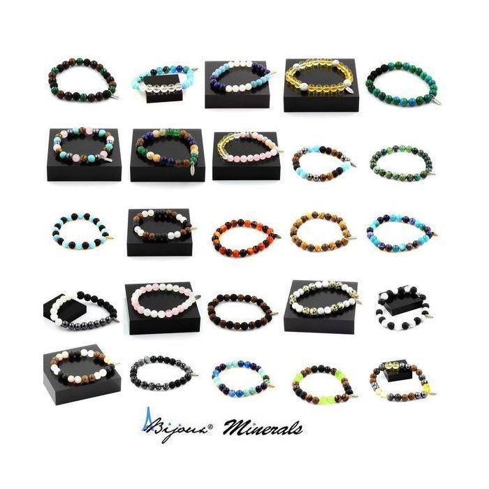 Bracelet Kunzite du Brésil + Perles Lave 8 mm