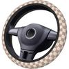 Khaki Checkered Steering Wheel Cover For Women,Universal Auto Steering Wheel 14-15 Inch Car Interior Accessories With 2PCS Car Coasters,Suitable For
