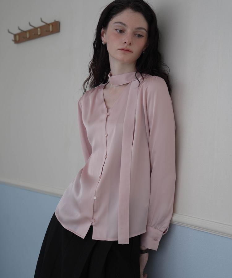 DEHEVE Camila Tie Silky Blouse [Pink]