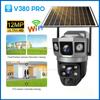 6K 12MP Solar WIFI Camera CCTV Two Lens Three Screen Auto Tracking Outdoor Security Surveillance PTZ Camera