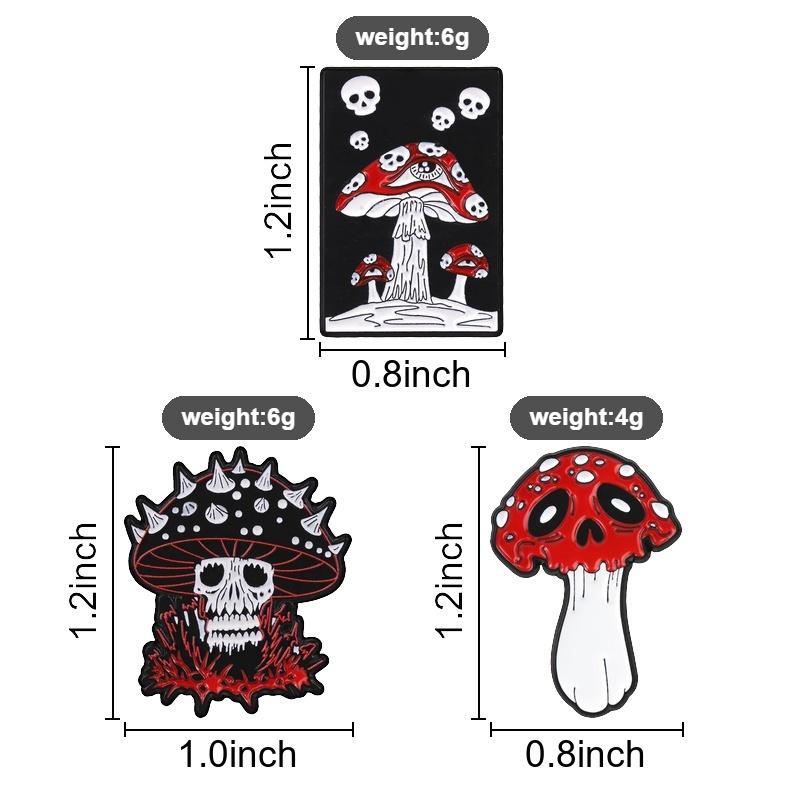 Xiaomi Spooky Evil Mushroom Skull Badge Gothic Skeletons Mushroom Enamel Pin Backpack Clothes Brooch Halloween Jewelry Gift for Friends