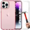Protective Case - BOOLING - for iPhone 14 Pro - Pink Silicone - Ultra Slim - 2 Tempered Glass Screens