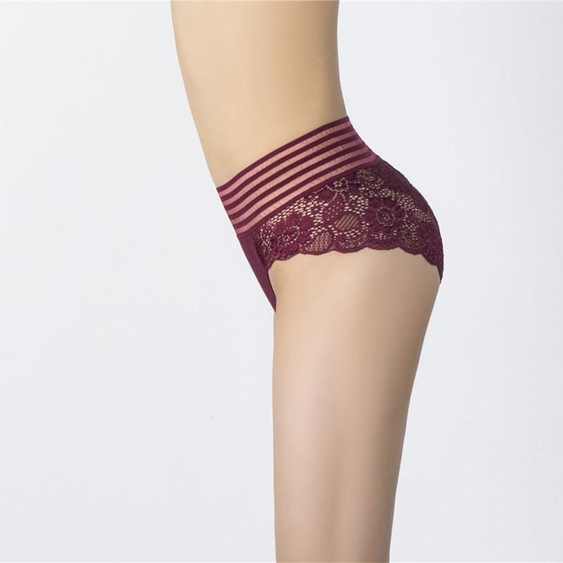 Женские кружевные трусики с высокой талией, дышащие сетчатые трусы с цветочным принтом, женские трусы