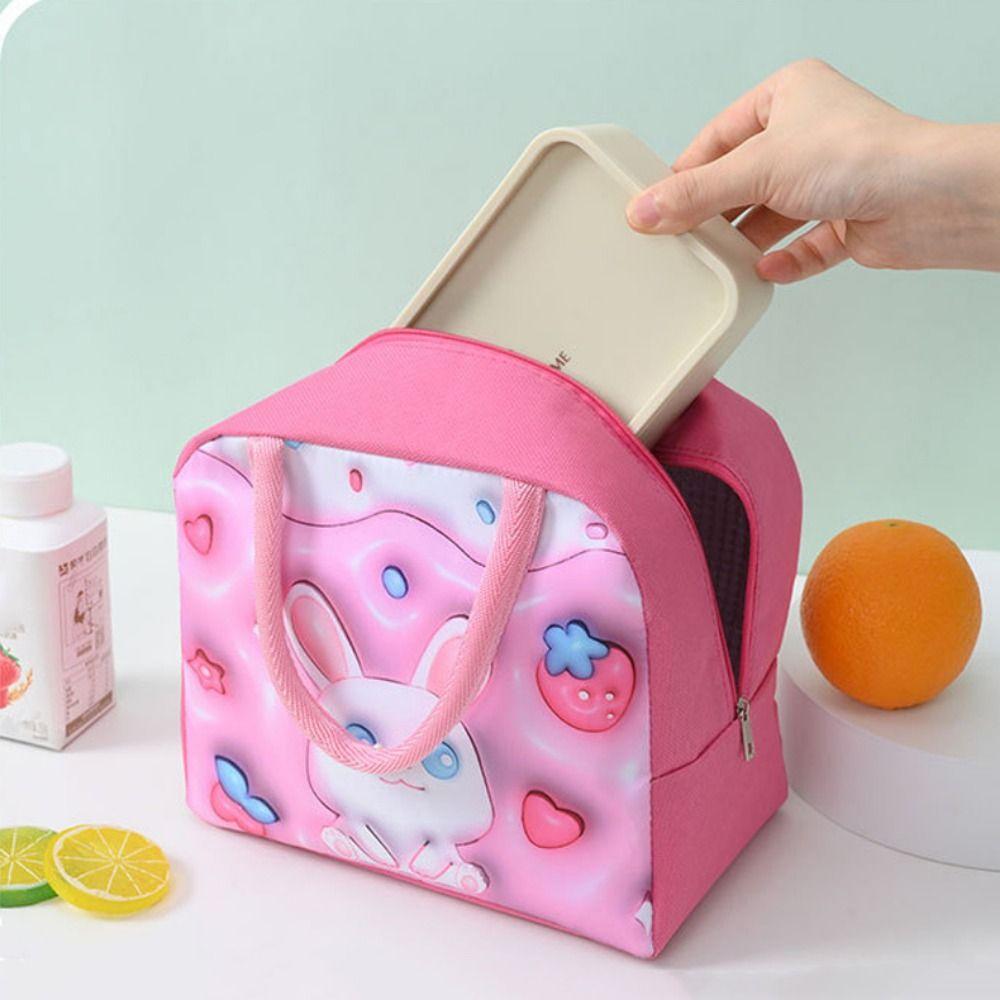 Handheld 3D Cartoon Insulated Lunch Bag Aluminum Foil Thermal Lunch Bag Cute Cool Food Bag Kids