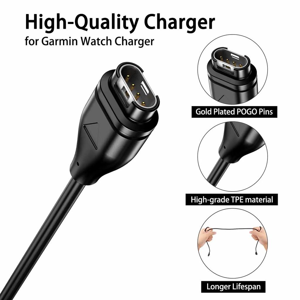 Кабель для зарядки USB 100 см для Garmin Instinct/Venu 2/Vivoactive 4 4S 3/Fenix 6 7/Forerunner 55/Quatix 6/D2 Air/Vivomove 3 Зарядное устройство
