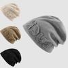 Elastic Letter Beanie Cap Solid Color Knitted Hat Fashion Ear Protection  For Men Women