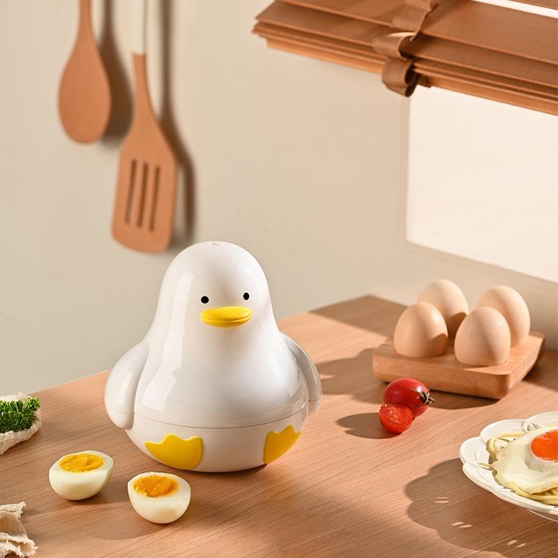 Kitchen Tools Cute Duckling Microwave Egg Steamer Four Grid Multi-function Food Grade Steamer Plastic Steamer Box Breakfast