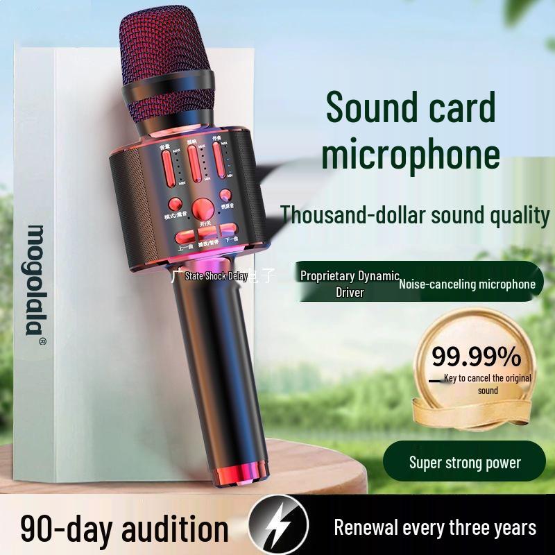 Integrated Microphone & Speaker K-Song Device with Built-in Sound Card & Bluetooth for Mobile & TV