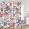 Luxury Gold White Floral Shower Curtain Rose Butterfly Cherry Blossom Modern Art Flower Polyester Fabric Bathroom Curtains Decor