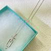 V Gold T Home Necklace Female Pointed Cone Trident Half Diamond Pendant European and American Rivet Necklace Collarbone Chain