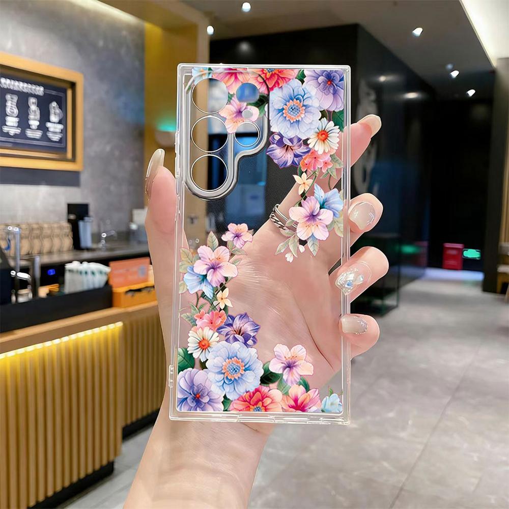 Милый Цветочный Прозрачный Чехол с Ромашками для Samsung Galaxy S26 S25 S23 S22 Ultra Plus Прозрачный Мягкий ТПУ Ударопрочный Цветочный Чехол