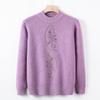 Medium and Elderly Women's Clothing Autumn and Winter Fleece Thickened Integrated Fleece Knitted Crew Neck Top Mother Clothing Warm Wool Clothes