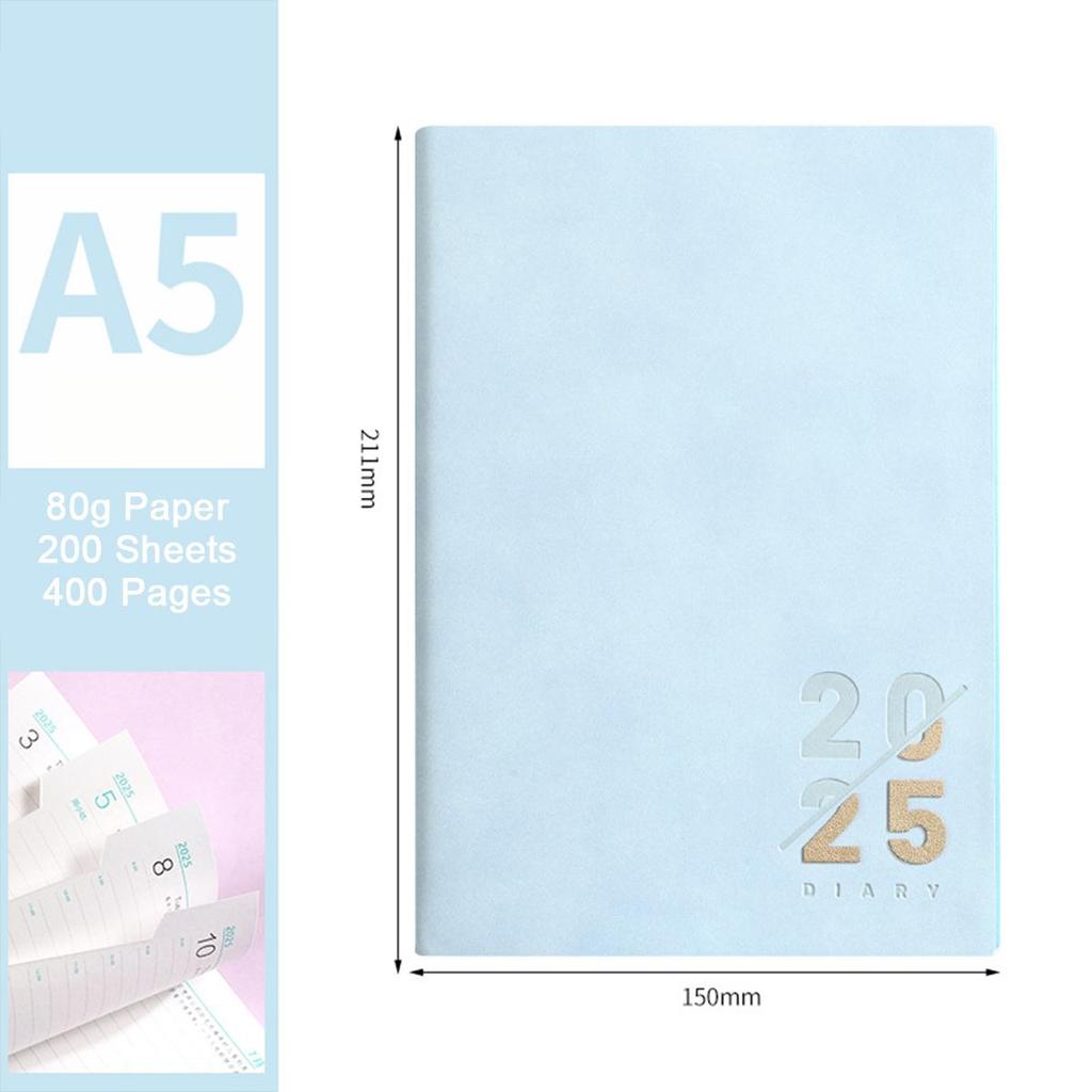 Кожаный деловой план на 2025 год формата А5, ежедневник для студентов, дневник учета на 365 дней, блокнот, памятка, 200 листов, 400 страниц