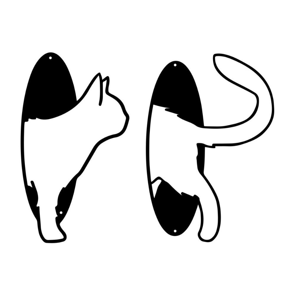 2Pcs/set Iron Art Cat Hanging Pendant Handmade Cat Wall Hanging Ornaments Office