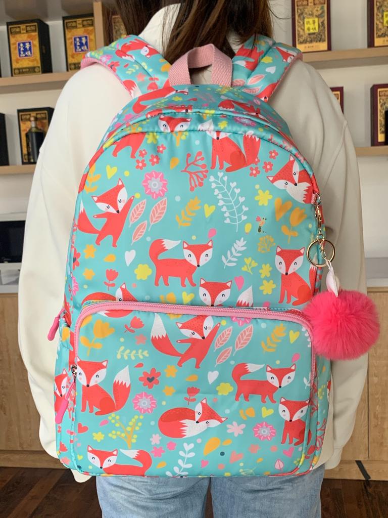 Милый рюкзак с принтом лисы и школьная сумка в корейском минималистском стиле большой вместимости для девочек и мальчиков-подростков