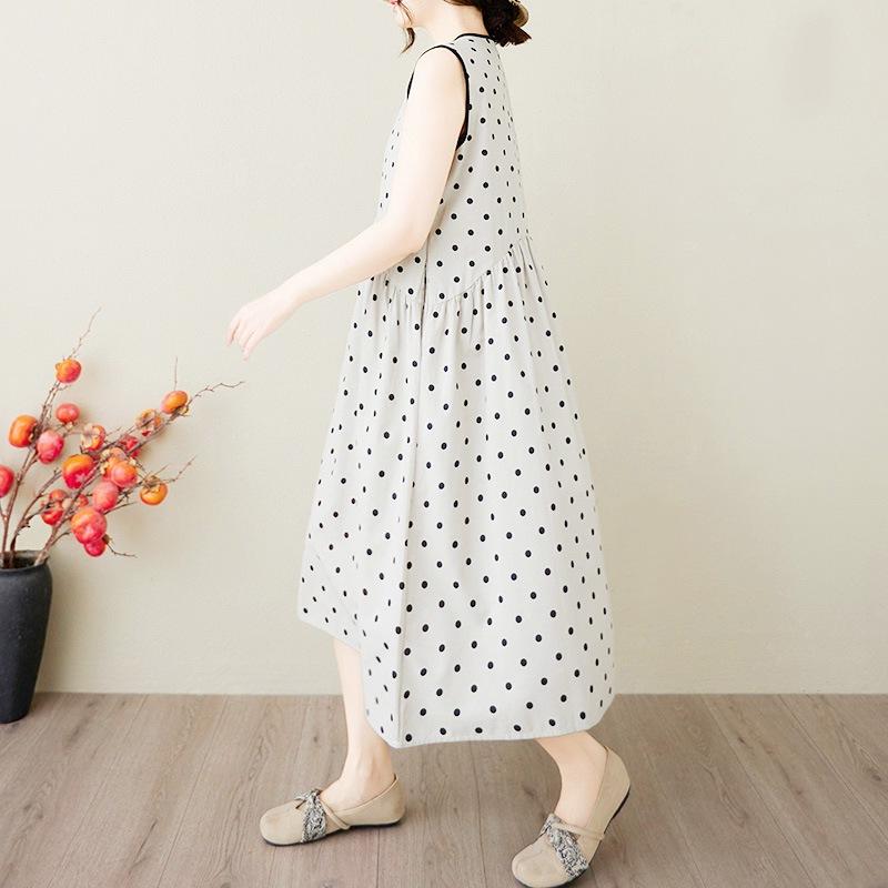 Cotton and Linen Dress 2025 Summer New Fan Vest Skirt Large Size Medium and Long Sleeveless Linen Skirt