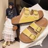 2025 лето новый кожаный дизайн с пряжкой чувство простой стиль низкий каблук шлепанцы темпераментный модный универсальный легкий и знакомый модные шлепанцы