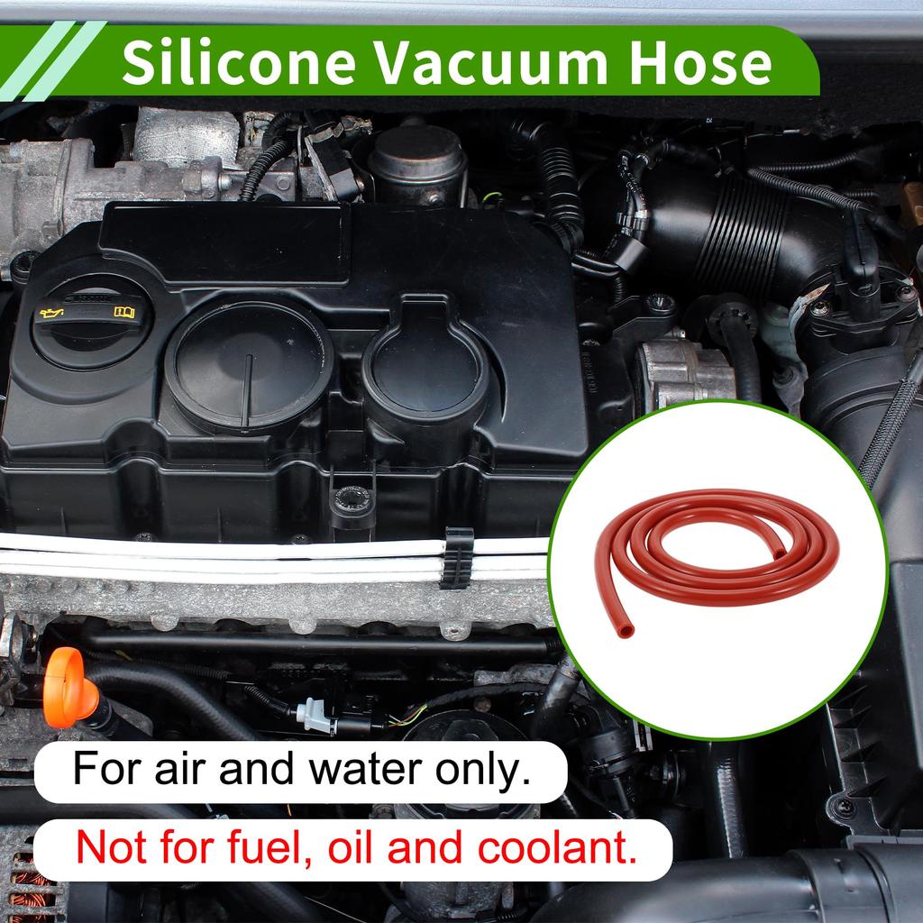 HOPESPANNER 4Ft 5/16" 8mm ID 2mm ThickNe-ss Silicone Vacuum Tube Hose for High Temperature Automotive Vacuum Line 1pcs