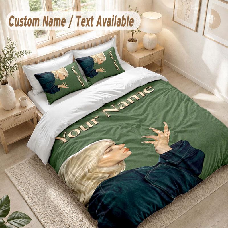 Custom Name Bedding Set 3 PiecesBillie Eilish Print Duvet Cover + 2 Pillowcases Soft Bed Decor