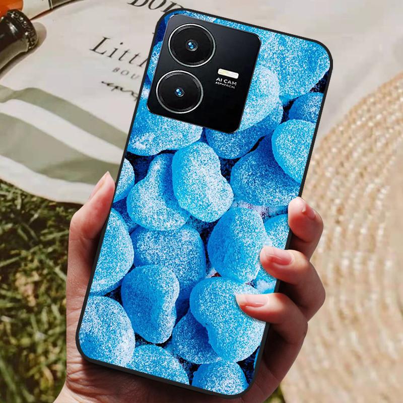Для чехла Vivo Y22 Y22s 2022 Модный расписной черный силиконовый мягкий чехол на заднюю панель Для чехла для телефона Vivo Y22s VivoY22 Y 22 Y22 s 4G Coque