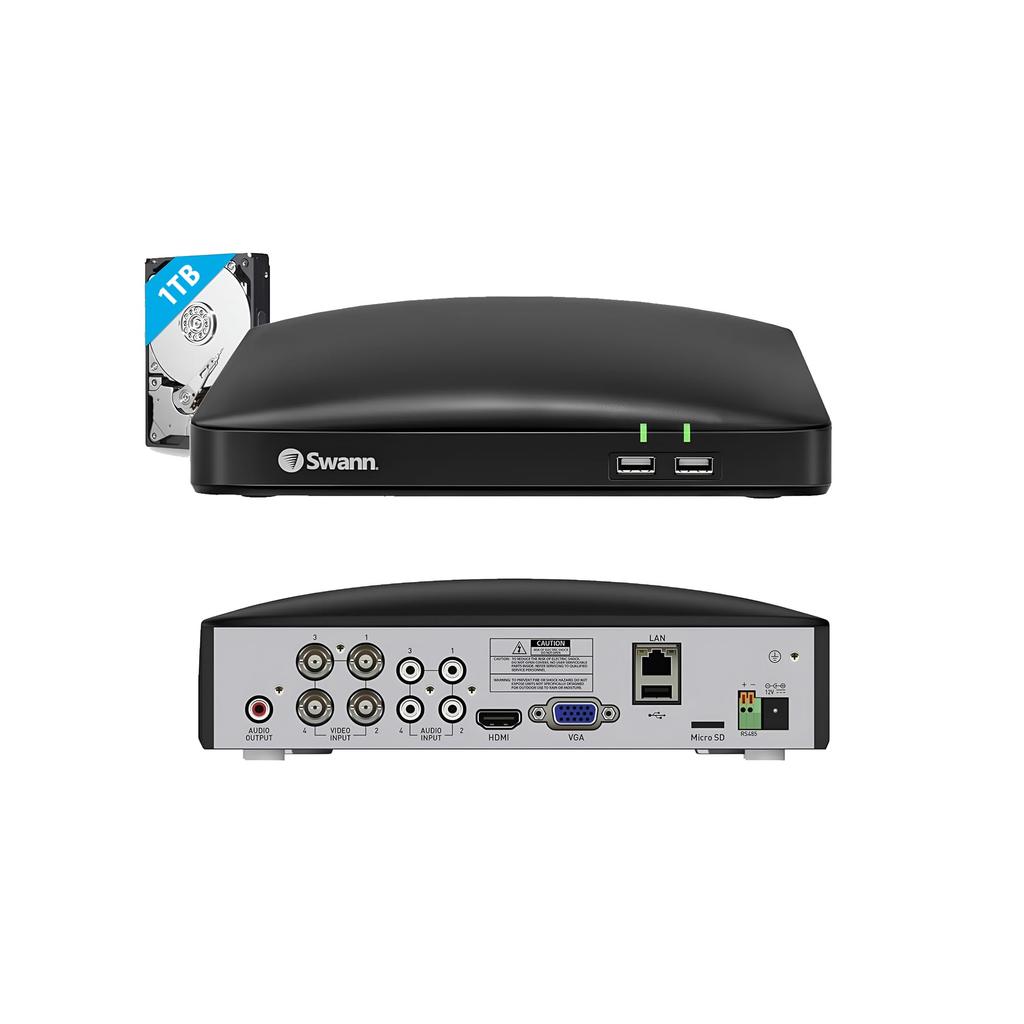 Authorized Swann Security Camera 4CH DVR Recorder 1080P 1TB Equipped with Motion Sensor Motion Detection Infrared Night Vision Function Outdoor and
