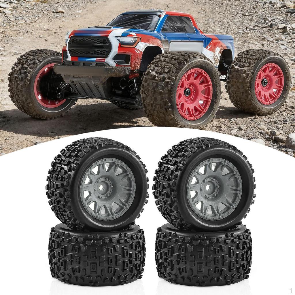 4 Pieces 1/18 RC Car Wheels and Tires Accessories Portable, Sturdy Easy to Install Direct Replaces,
