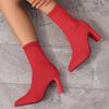 2024 Winter High-quality Women's Shoes New Fashion Solid Color Pointed Toe Cloth Short-barrel Women's High-heeled Boots