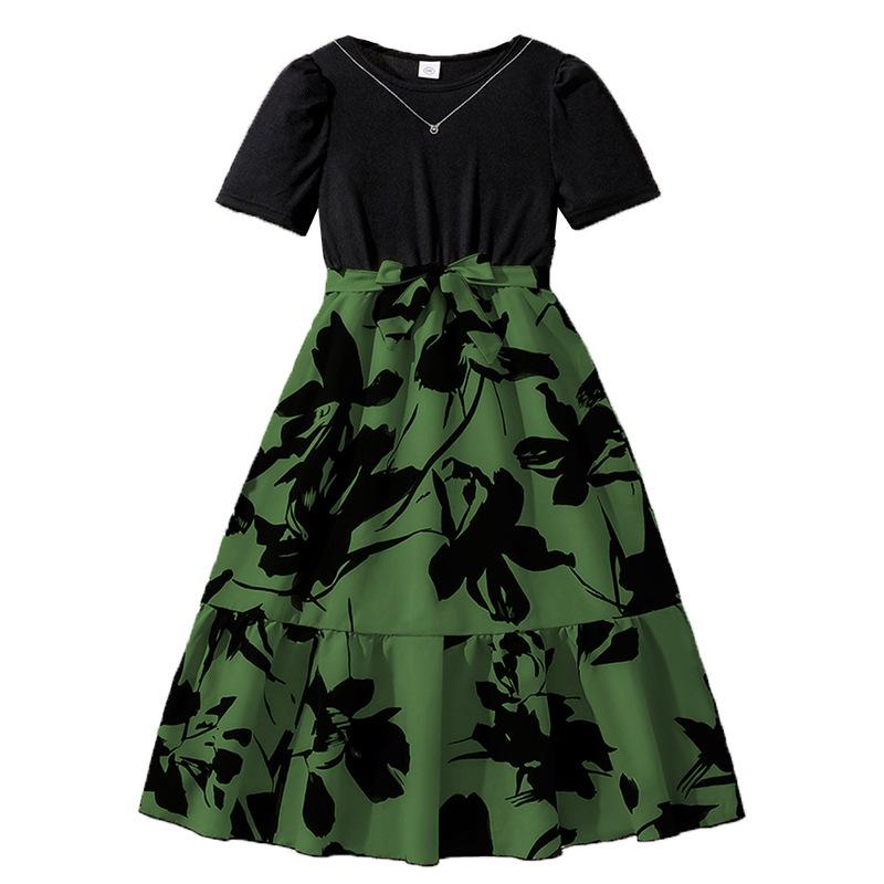 Милое летнее детское платье для девочек с короткими рукавами и защипами на талии. Платье принцессы