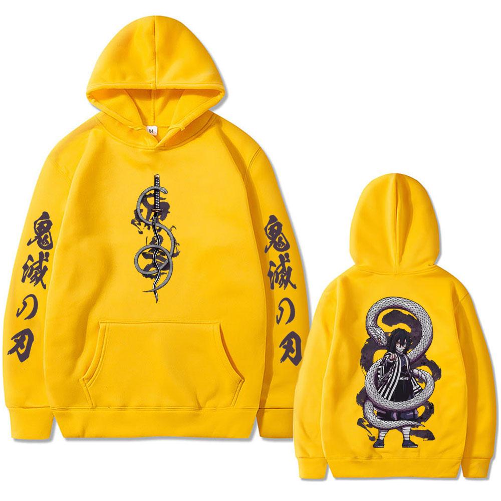 Аниме Клинок, рассекающий демонов Змеиный столп Игуро Обанай Худи Мужская Женская Одежда Худи Оверсайз Мужской Винтажный Костюм с Капюшоном