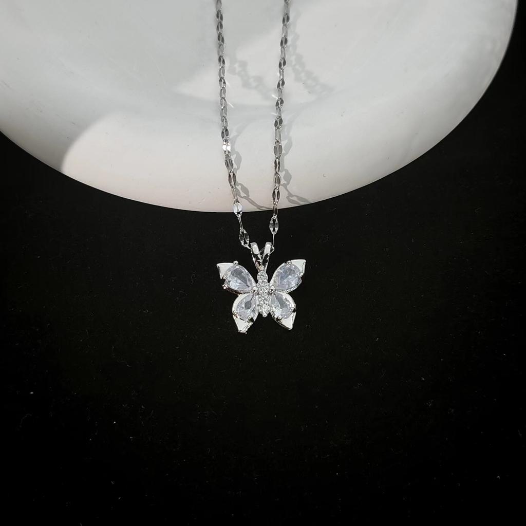 Женское ожерелье-бабочка, высококлассное, простое и универсальное, темпераментное, инкрустированное цирконом, цепочка для ключицы, ювелирное изделие
