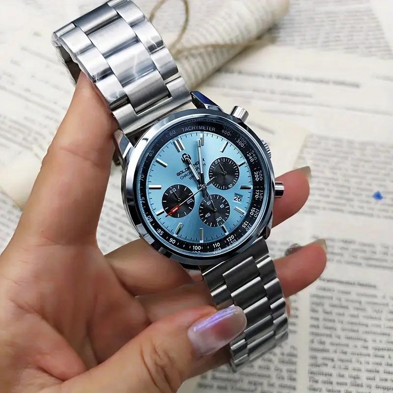 Luxury Mens Watch Fashion Leather Luminous Calendar Business Man Watch Waterproof Chronograph Gold Quartz Watches for Men