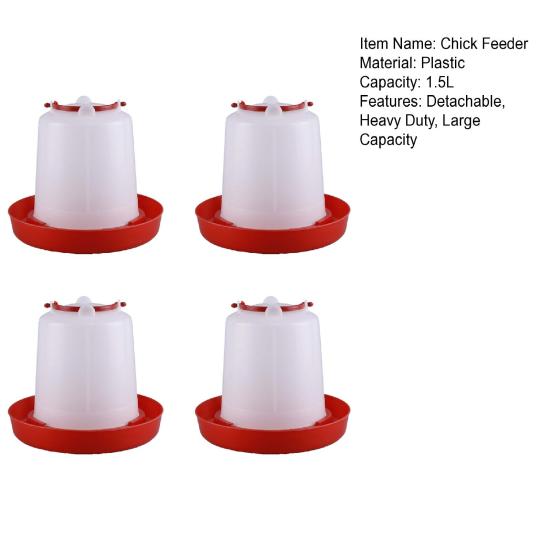 4/6Pcs 1.5L Chick Feeder Waterer Baby Chicken Duckling Quails Small Birds Pigeon Poultry Drinker