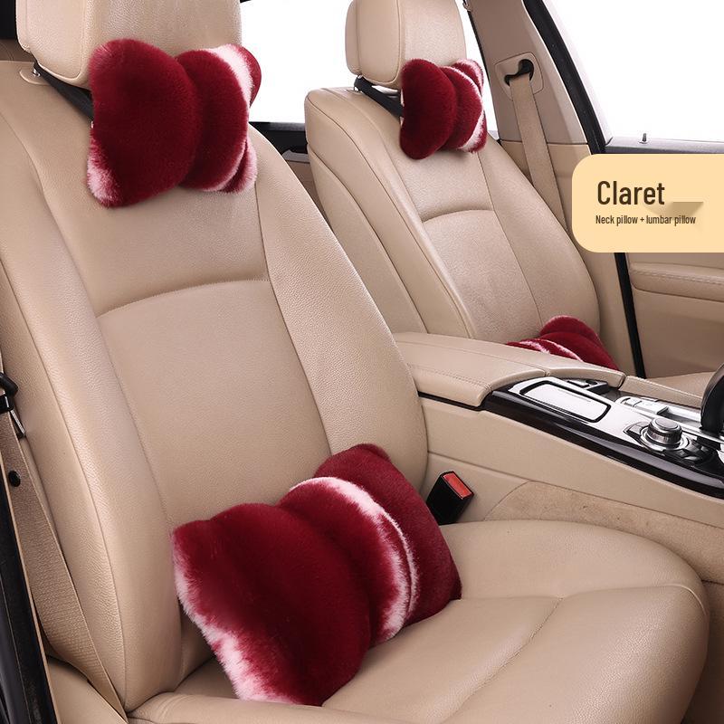 Новая подушка-подголовник для автомобиля из кроличьего меха - Модная, уютная зимняя поддержка шеи и спины для женщин (Пара)