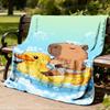 1pc Capybara Bath Print Outdoor Blanket, Lightweight Polyester,