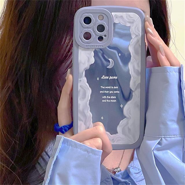 Корейский защитный чехол для телефона с эстетическим облаком, зеркалом и цветком для Iphone 13 12 11 Pro Xs Max X Xr 7 8 Plus, мягкая задняя крышка