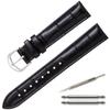 Calm Genuine Leather Watch Band Replacement 12mm To Includes Replacement Instructions Crocodile-Embossed Strap, 22mm, (18mm, Black)