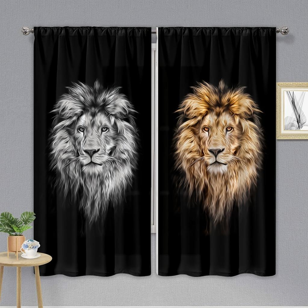 Wild Lion Animal Free Shipping Window Curtains Blinds For Living Room Kid's Bedroom Bathroom Kicthen Office Door Home Decor2Pcs
