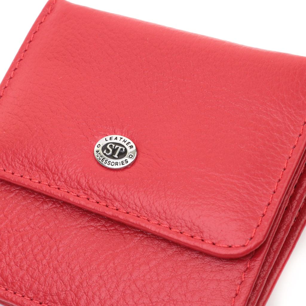 Women's Compact Wallet with Coin Pocket Made of Genuine Leather ST Leather 22689 Red