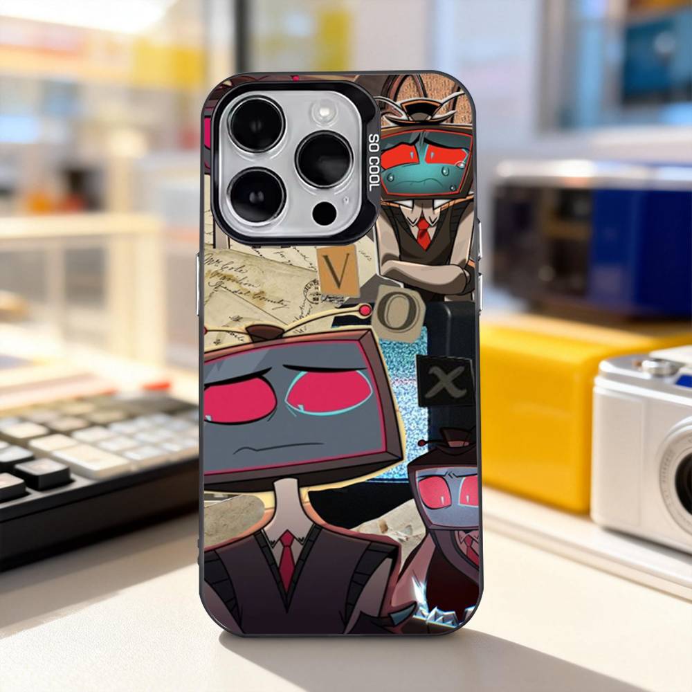 H-Hazbin V-Vox Доверьте нам Чехол для iPhone 11,12,13,14,15,16,17,Pro,Max,Plus,E,Air,Mini Телефон IMD Матовый Черный