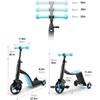 3 Wheel Scooter for Kids One-click Transformation 3 In 1 Tricycle Balance Bike Toys with Large PU Front Wheel P Gear System