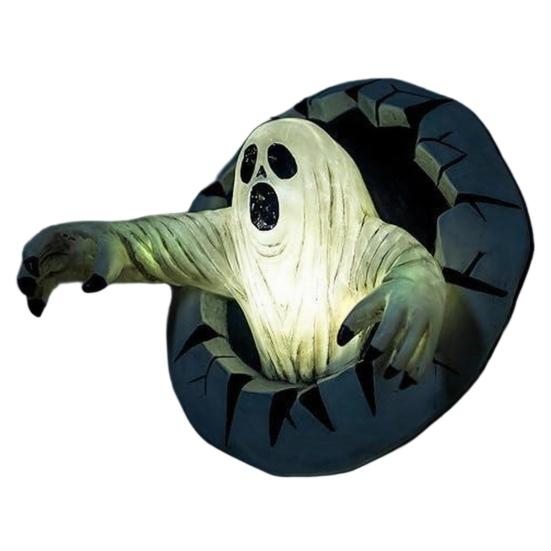 Resin Ghost Spooky Decor Break Out The Wall Halloween Decoration, Light Up Party Table Centerpiece Horror Statue for Haunted House, Holiday