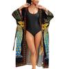 Плюс Размер Женский Пляжный Принт Кардиган Бикини Солнцезащитный Купальник С Накидкой