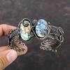 Abalone Shell Gemstone Bangle Copper Wire Wrapped Cuff Bracelet Handmade Unique Bangle Adjustable Cuff Copper Wire Wrap Jewelry Gift For Her