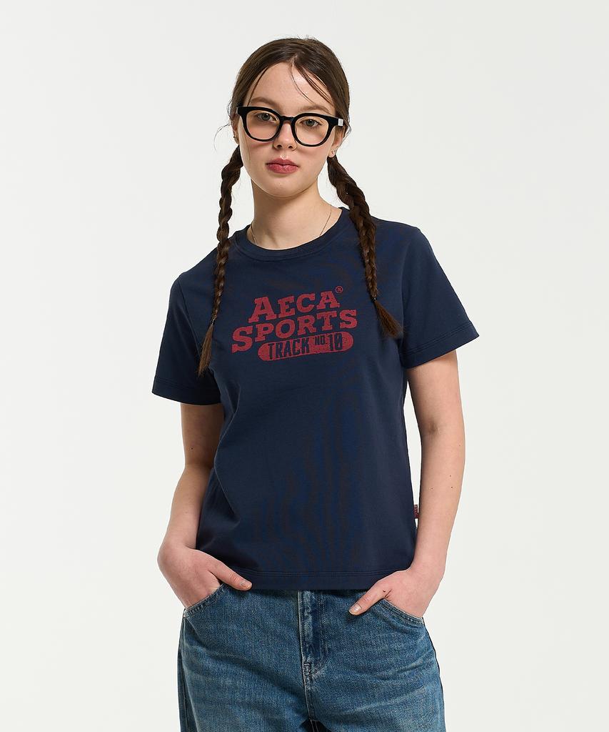 AECA (Женщина) Цветная цепочка Aeca Sports Футболка с коротким рукавом - Темно-синий