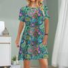 Женское повседневное платье Летние платья с принтом парамеция для женщин с круглым вырезом и коротким рукавом Платье больших размеров
