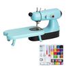 Mini Electric Sewing Machine Portable Dual Thread DIY Stitcher with LED Light & Foot Pedal Automatic Winding Sewing Machine for Beginners