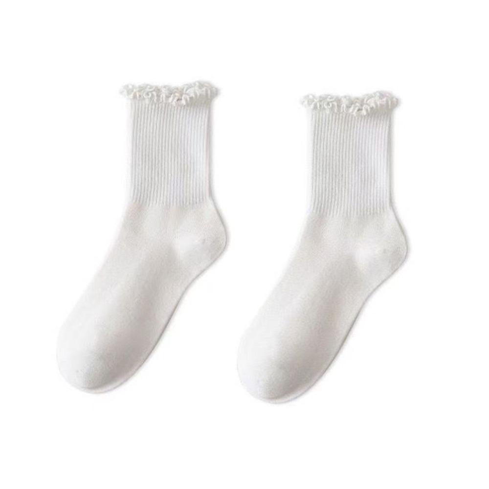 Cotton Women Ruffle Socks Comfortable JK Sock Cute Medium Tube Sock
